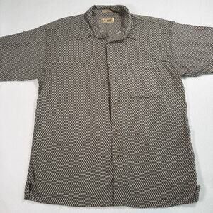 Vintage M.E. Sport button up shirt geometric diamond pattern 100% rayon size XL